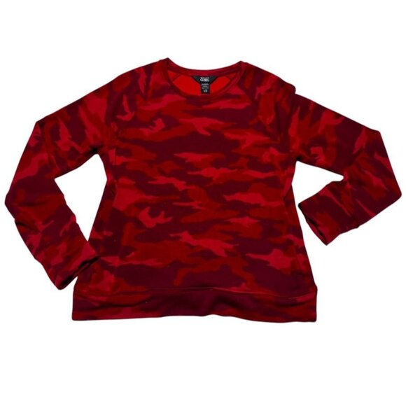Athleta Girl Camo Print Sweatshirt Red Size Large/12 - Picture 4 of 7